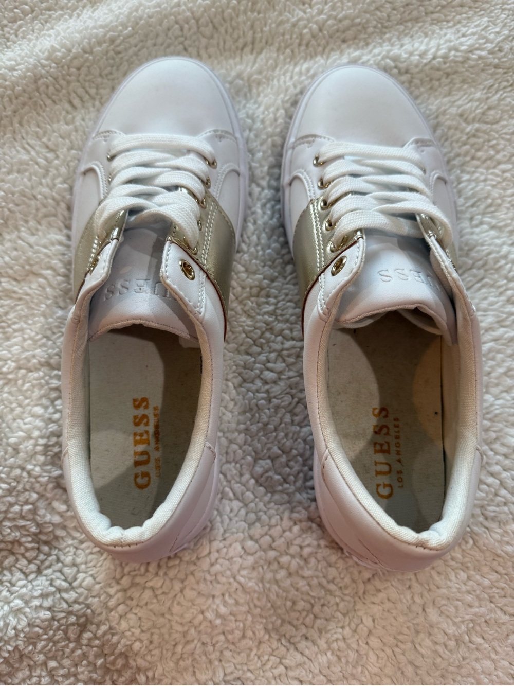 Guess White and Gold Women's Sneakers